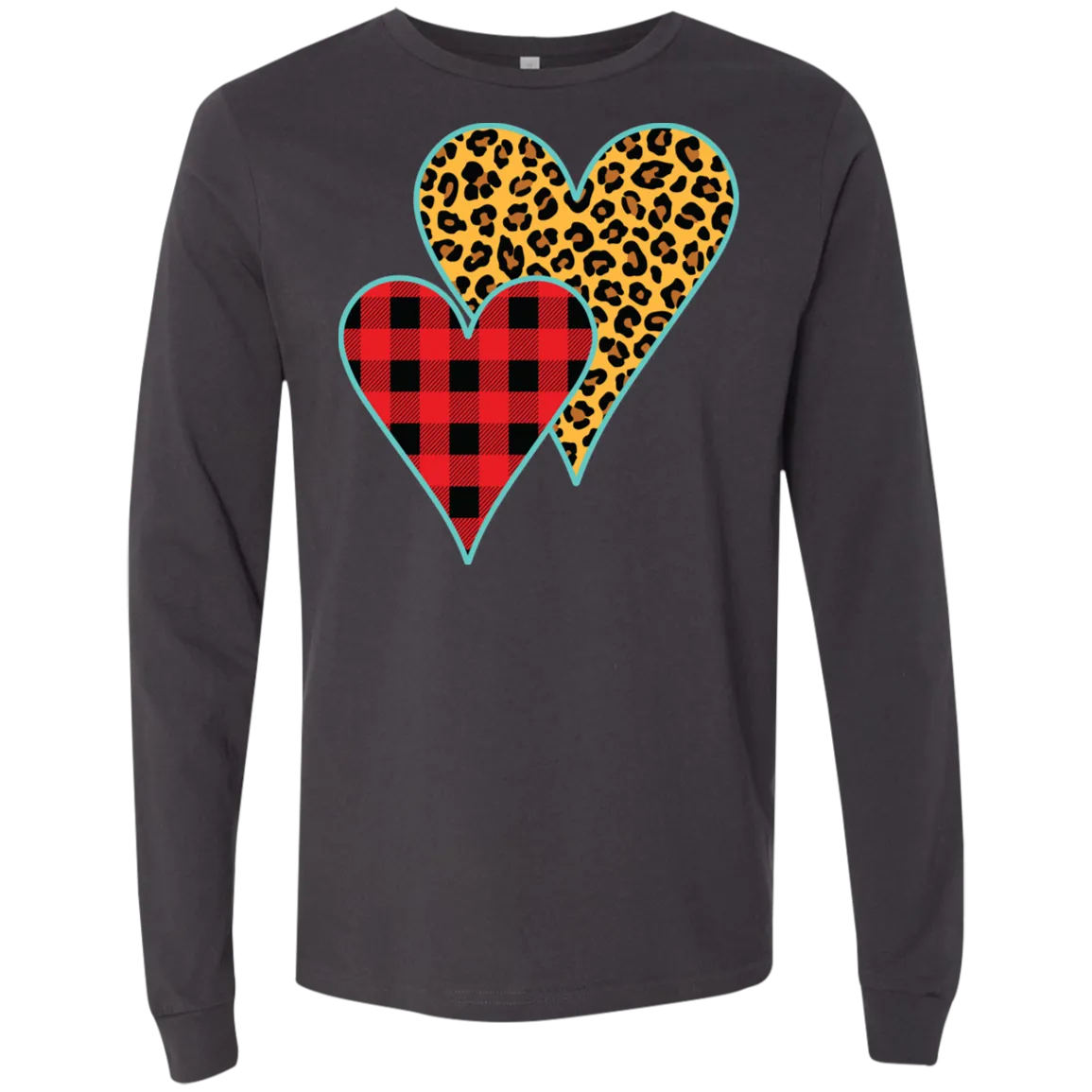 Buffalo Plaid & Leopard Print Heart Long Sleeve Tee – Perfect for Valentine’s Day!