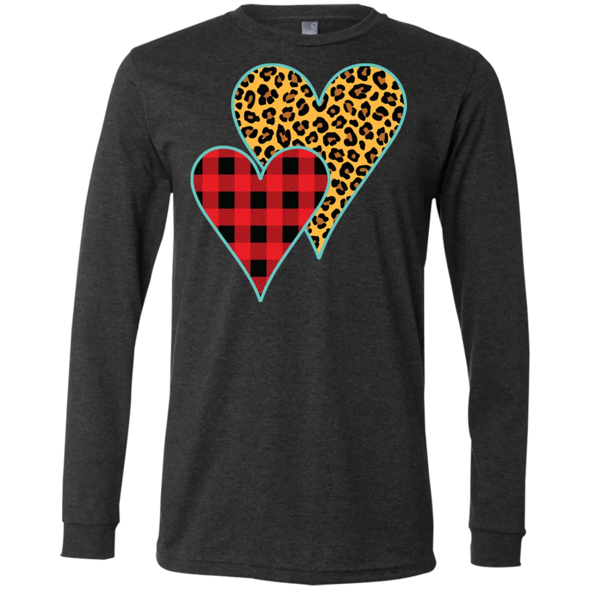 Buffalo Plaid & Leopard Print Heart Long Sleeve Tee – Perfect for Valentine’s Day!