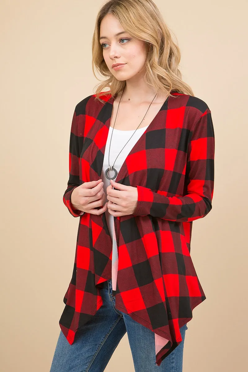 Buffalo Plaid Open Cardigan