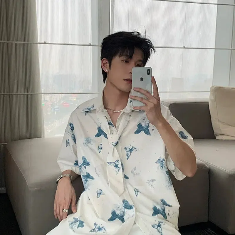 Butterfly Print Short Sleeve Shirt