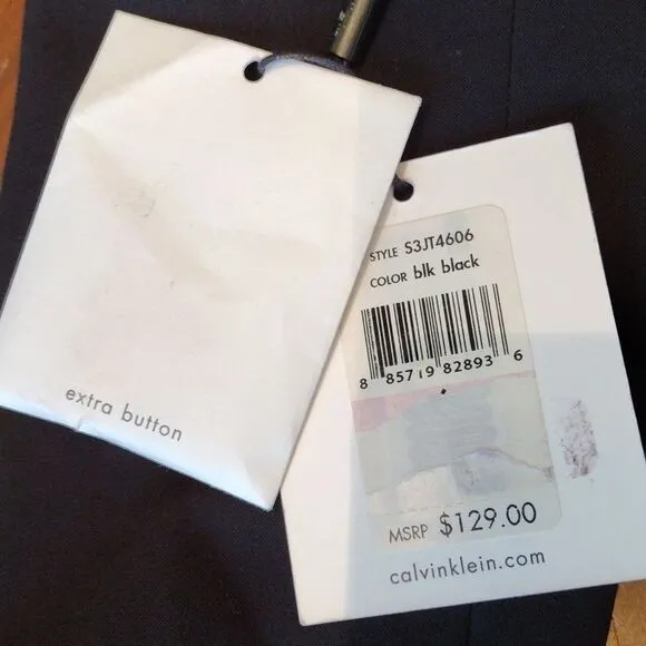 Calvin Klein Blazer, Ruffled, Black, Size 6, One button closure on front, NWT