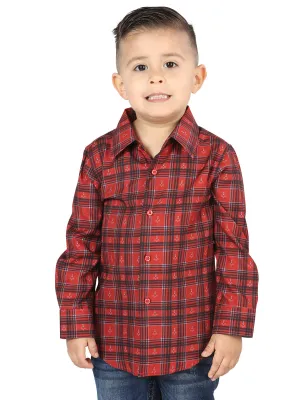 Camisa Vaquera Manga Larga Estampada Cuadros Rojo para Niños 'El Señor de los Cielos' - ID: 44739