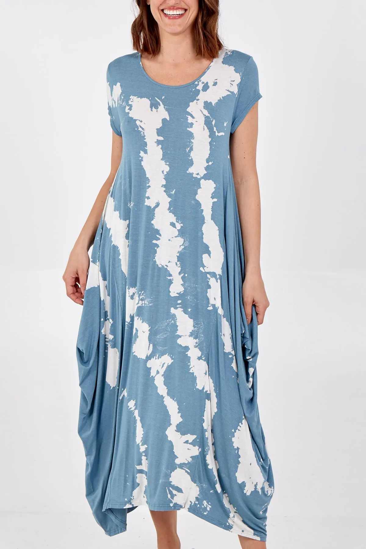 Cap Sleeve Tie Dye Parachute Dress