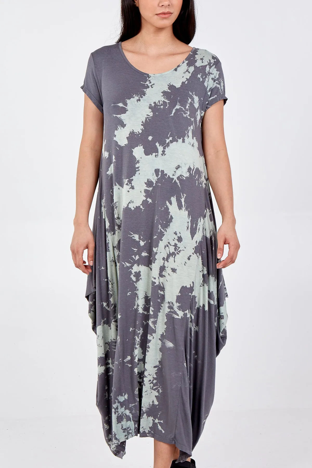 Cap Sleeve Tie Dye Parachute Dress