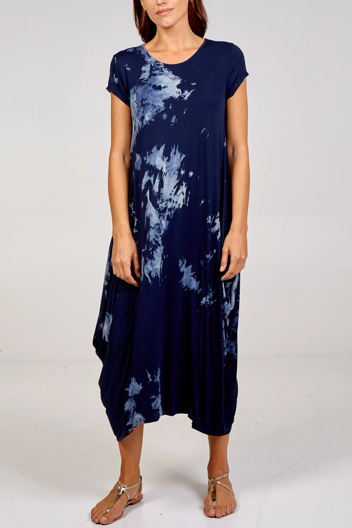Cap Sleeve Tie Dye Parachute Dress