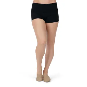 Capezio TB130 Nylon & Stretch Spandex Gusset Shorts with Wide Waistband - Adult