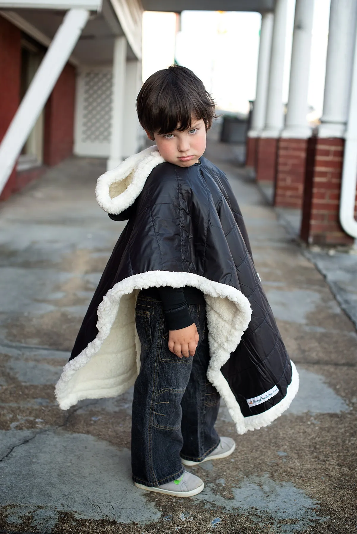 Car Seat Poncho - Car Crash Tested and CPSC Compliant - Black Sherpa