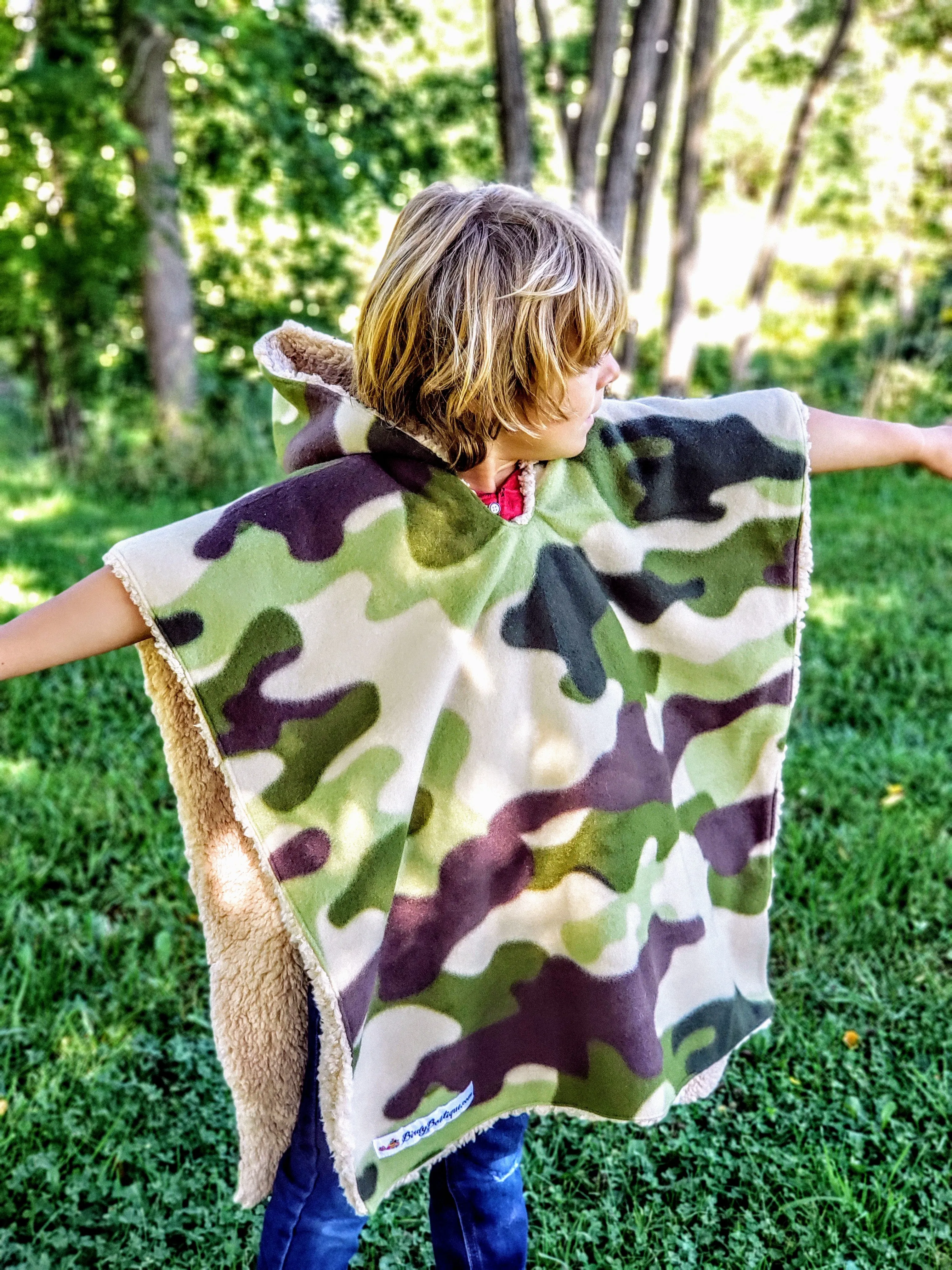 Car Seat Poncho Car Crash Tested Camo Teddy Reversible WITH Pocket