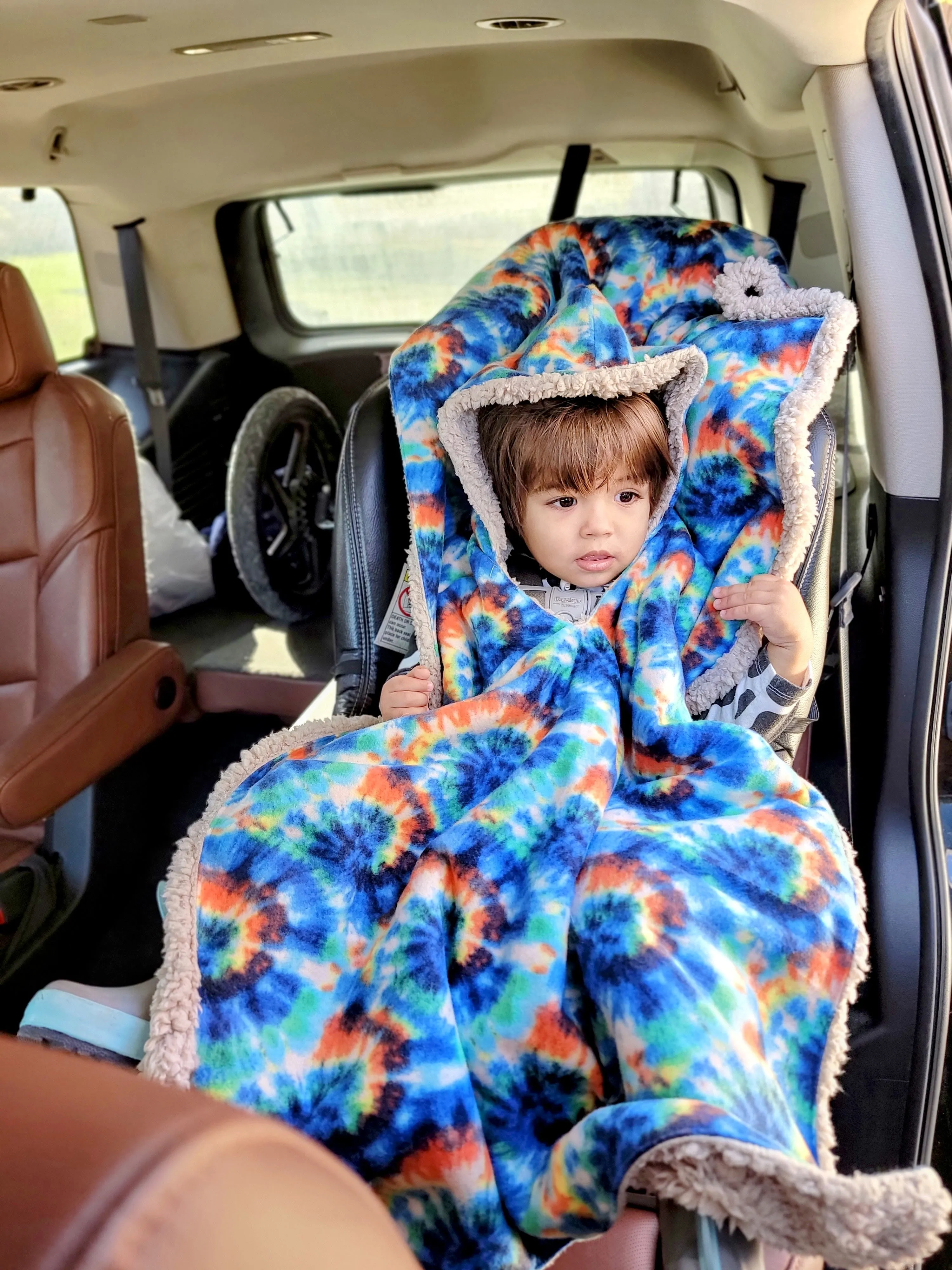 Car Seat Poncho Car Crash Tested Tie Dye Teddy Reversible