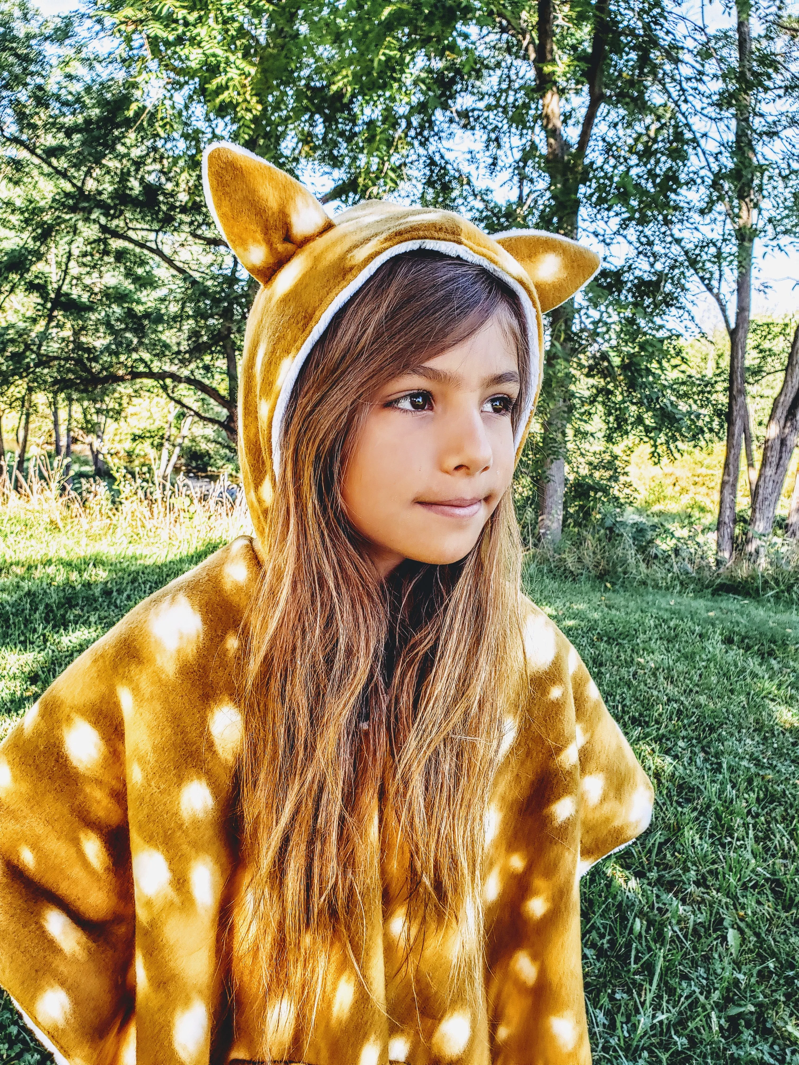 Car Seat Poncho Fawn with Ears Reversible WITH Pocket