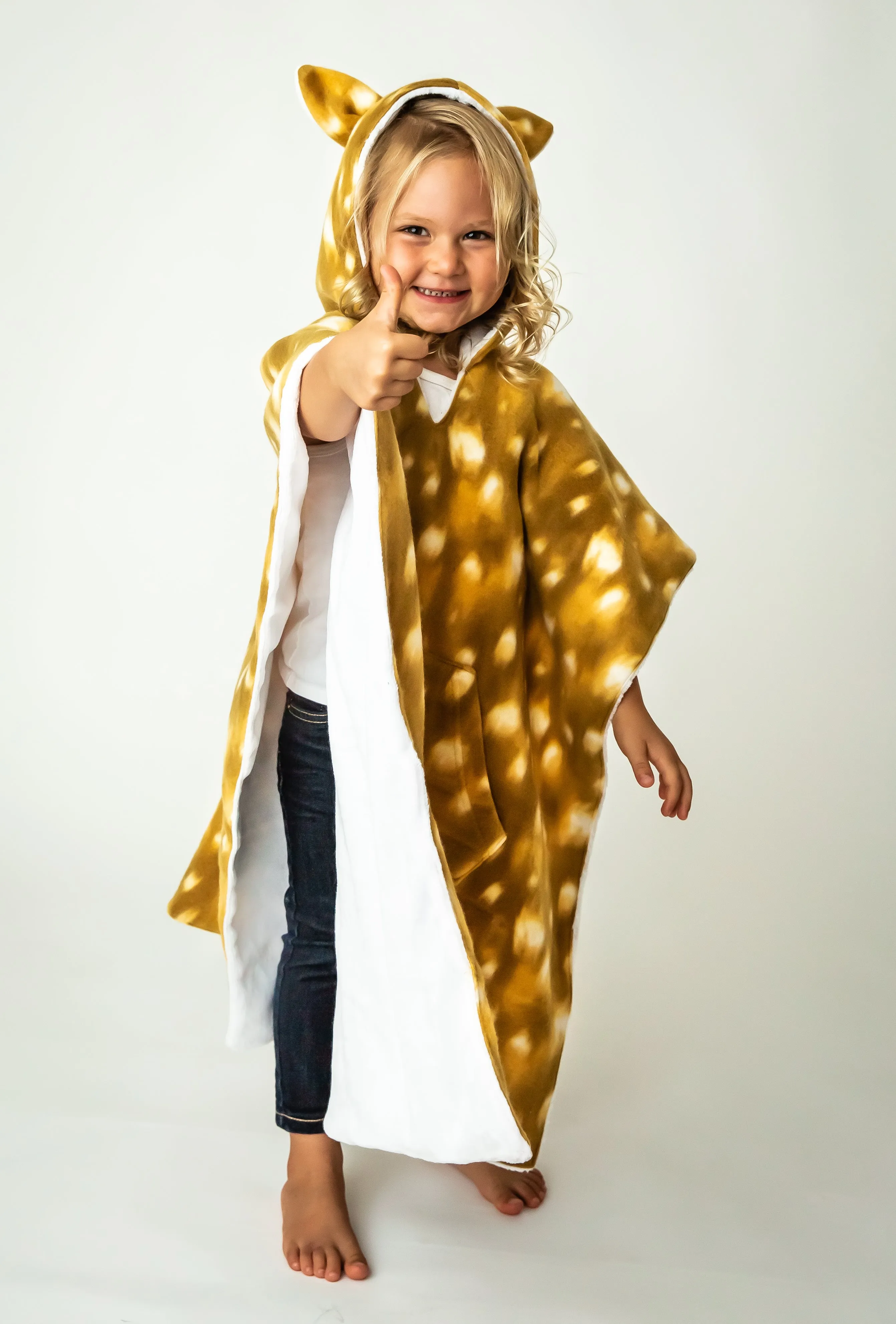 Car Seat Poncho Fawn with Ears Reversible WITH Pocket