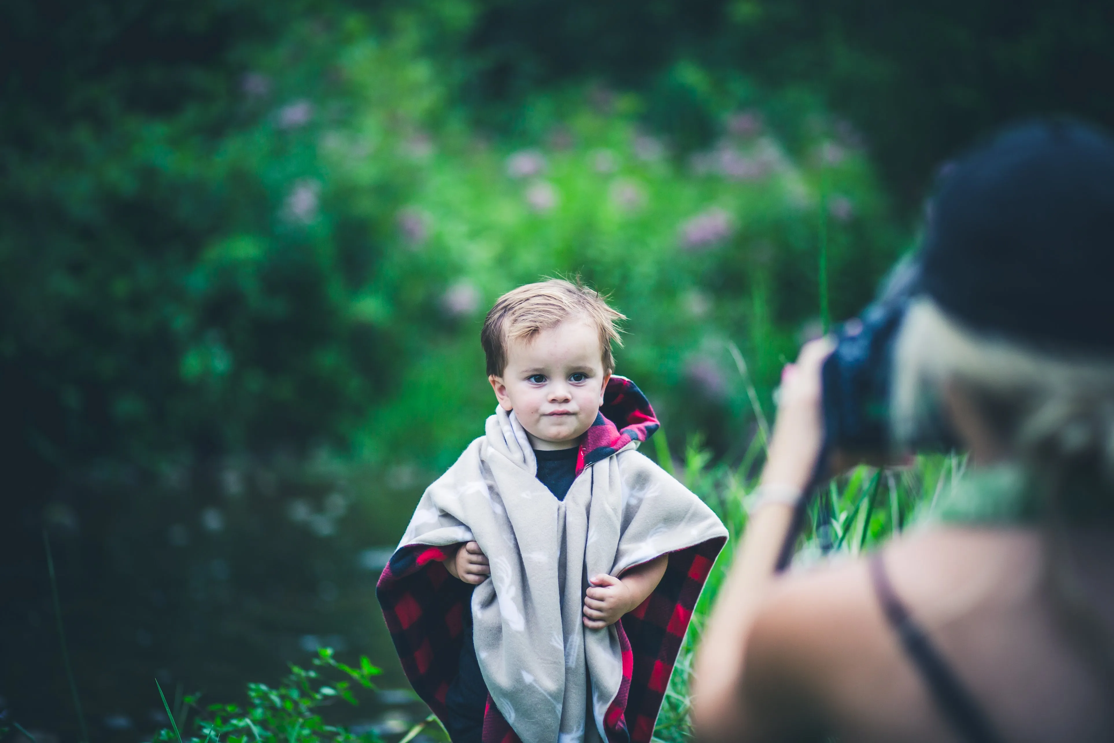 Car Seat Poncho - Lumberjack Buffalo Plaid & Antlers