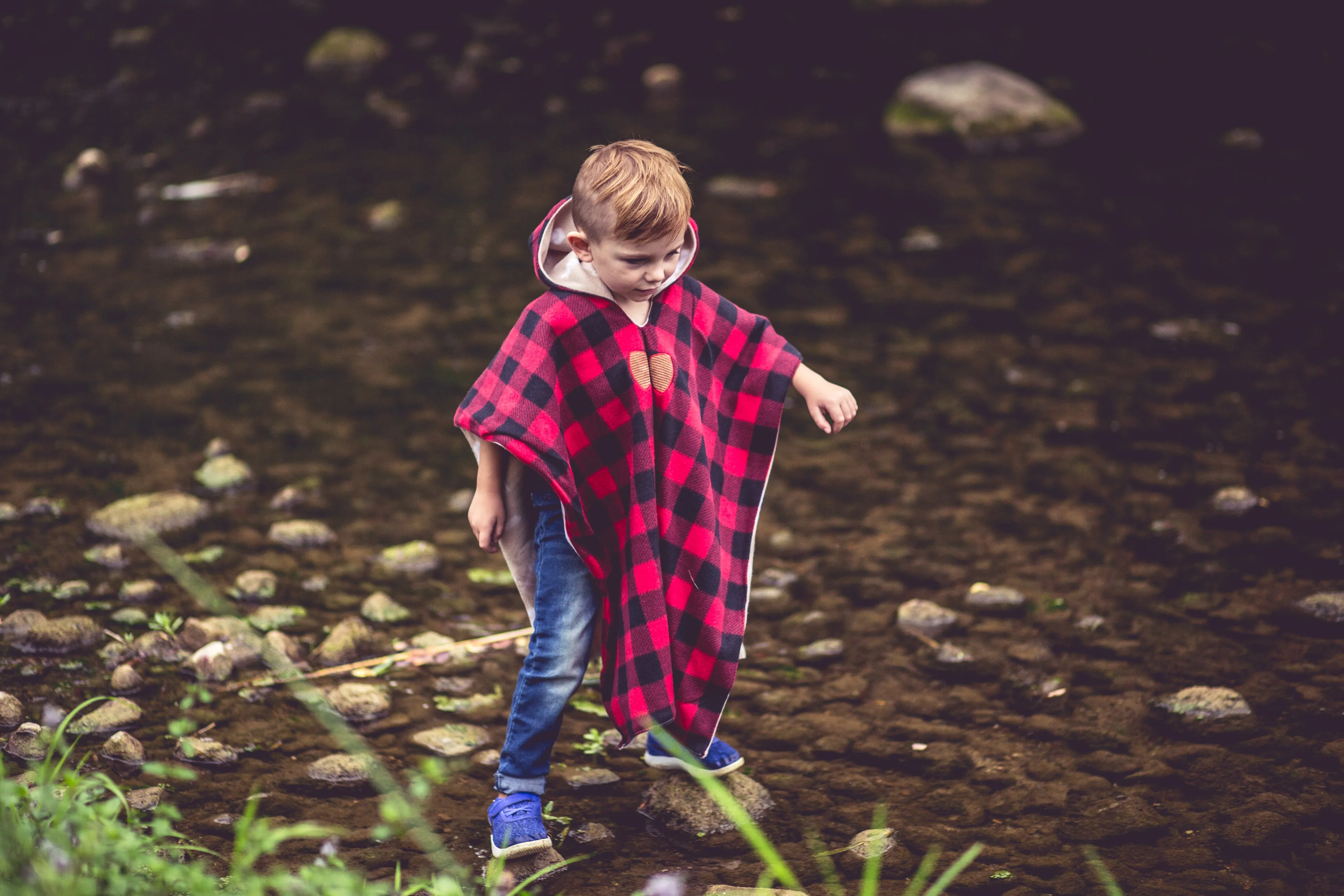 Car Seat Poncho - Lumberjack Buffalo Plaid & Antlers