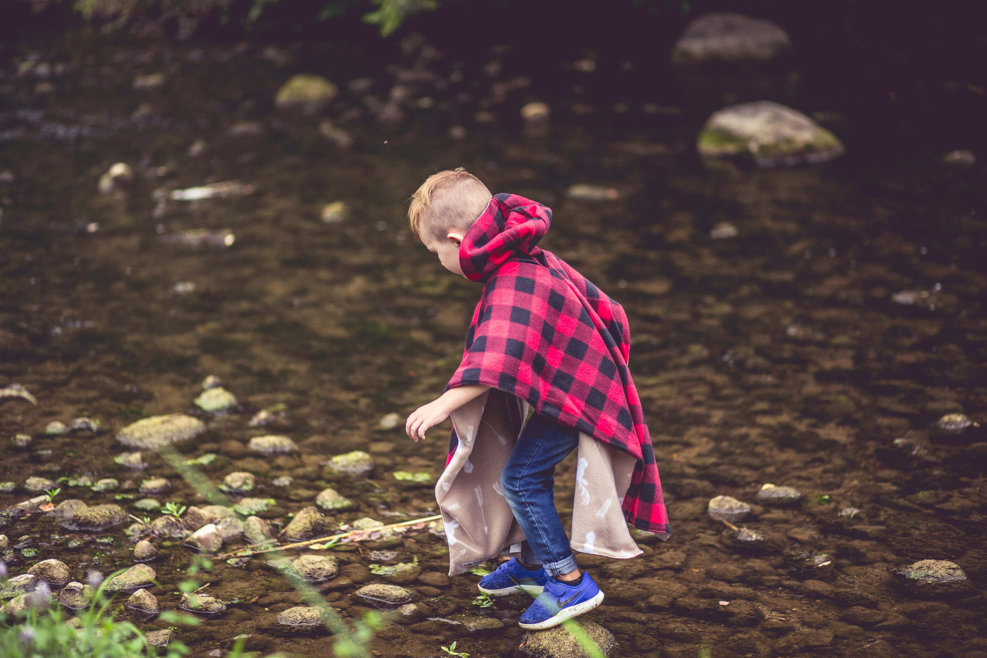 Car Seat Poncho - Lumberjack Buffalo Plaid & Antlers