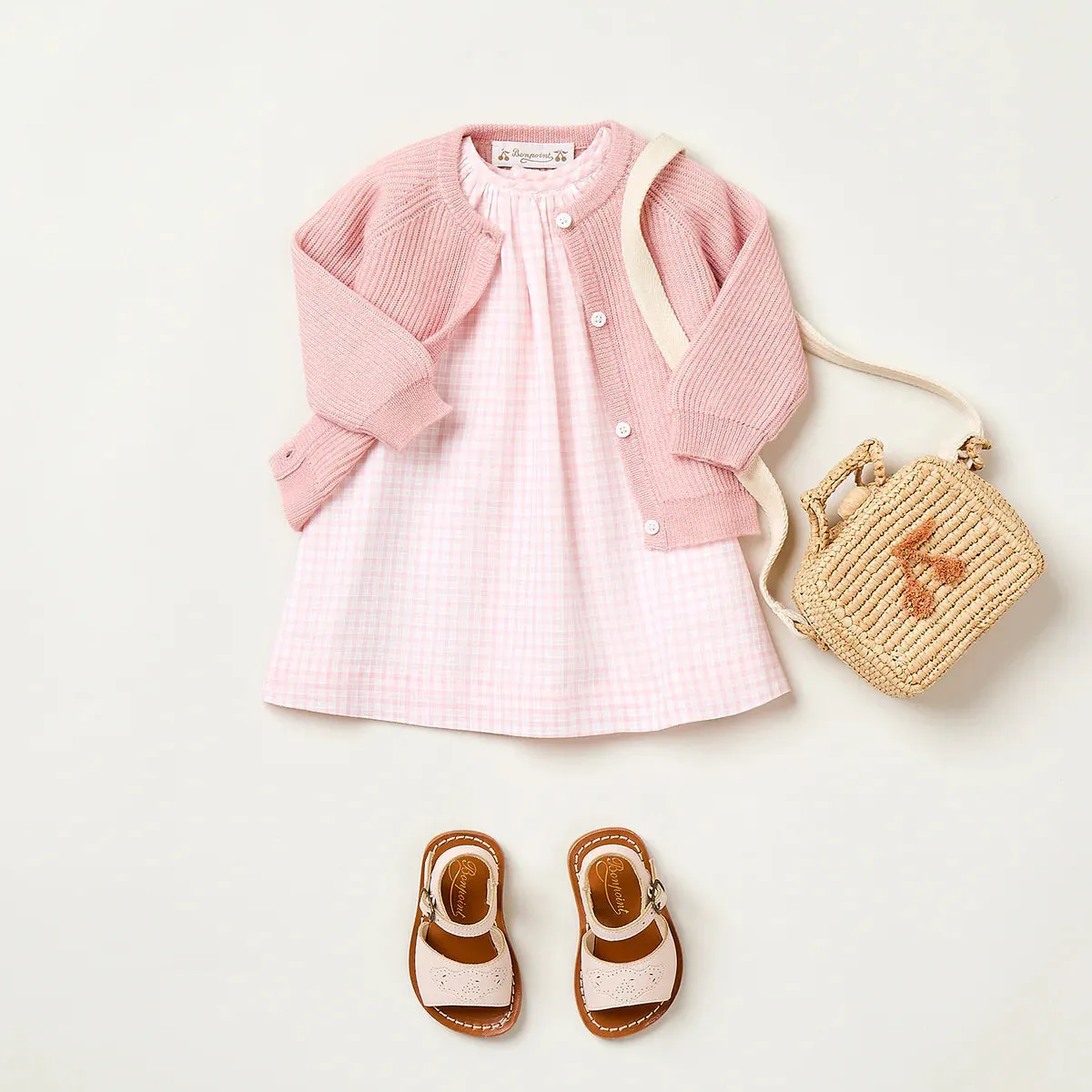 Carmella dress in smocked and embroidered checks