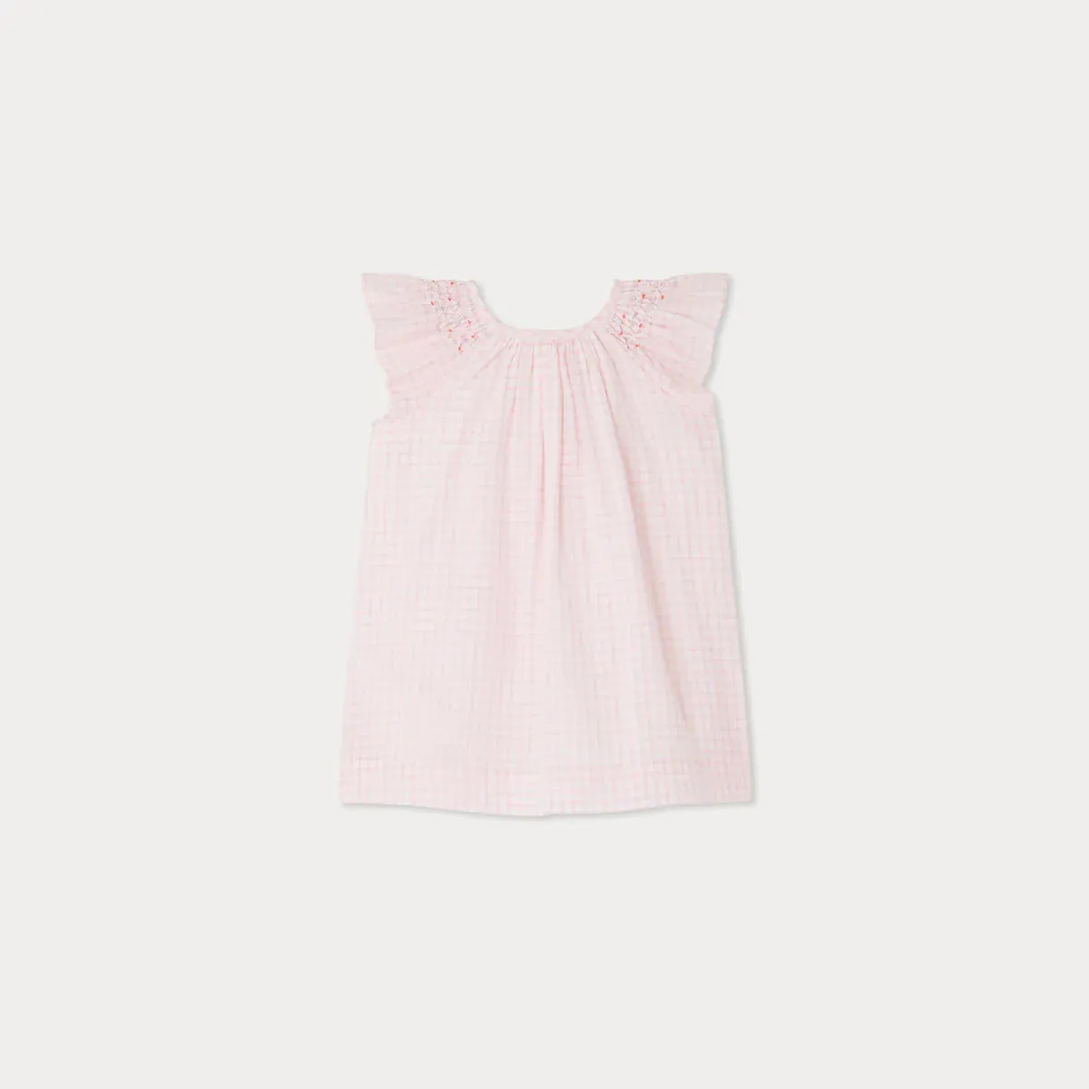 Carmella dress in smocked and embroidered checks
