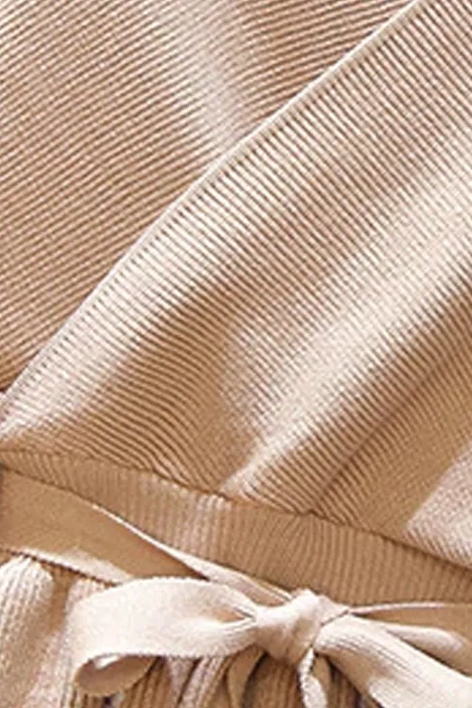 Caroline Beige/Ivory Batwing Sweater Top and Mesh Skirt Set
