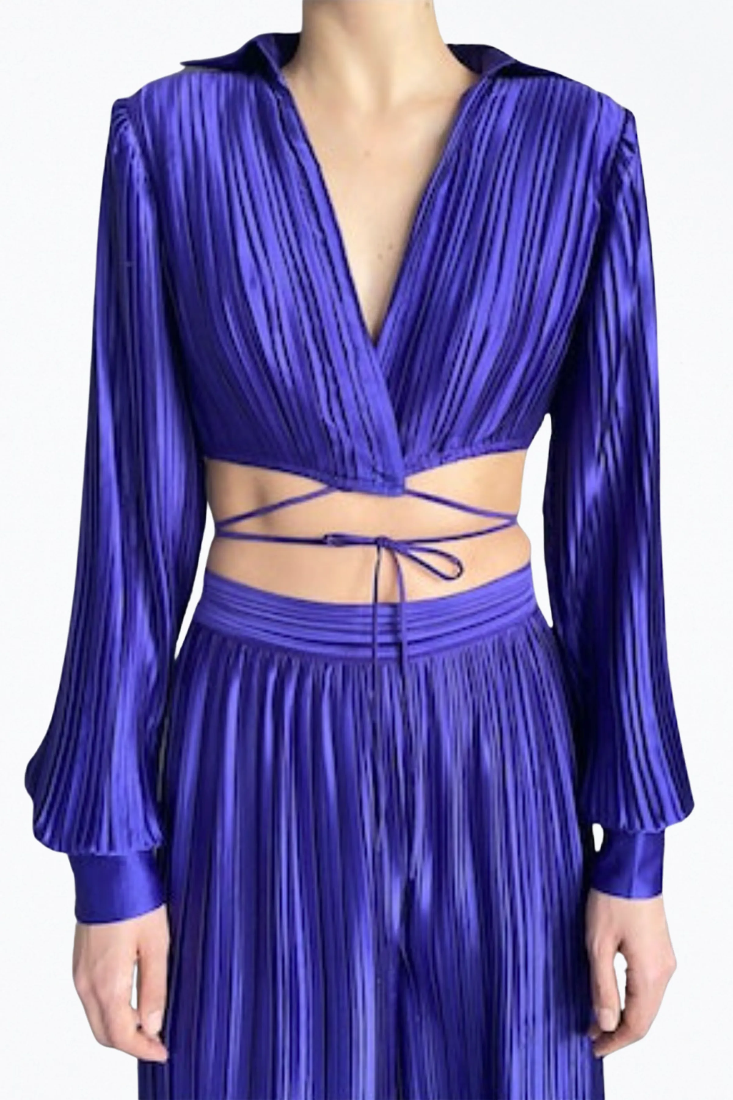 CASSI CROPPED SATIN WRAP TOP