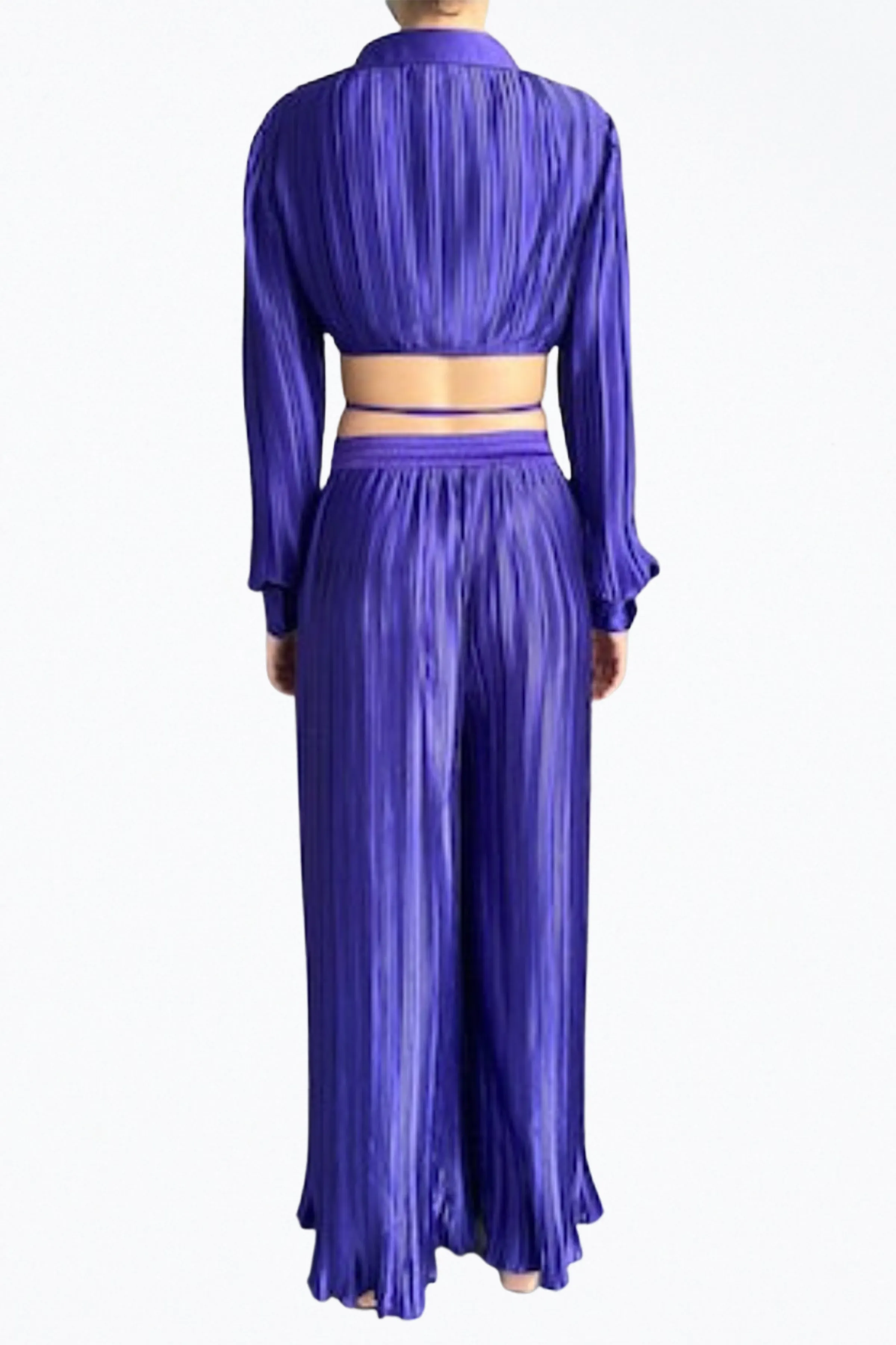 CASSI CROPPED SATIN WRAP TOP