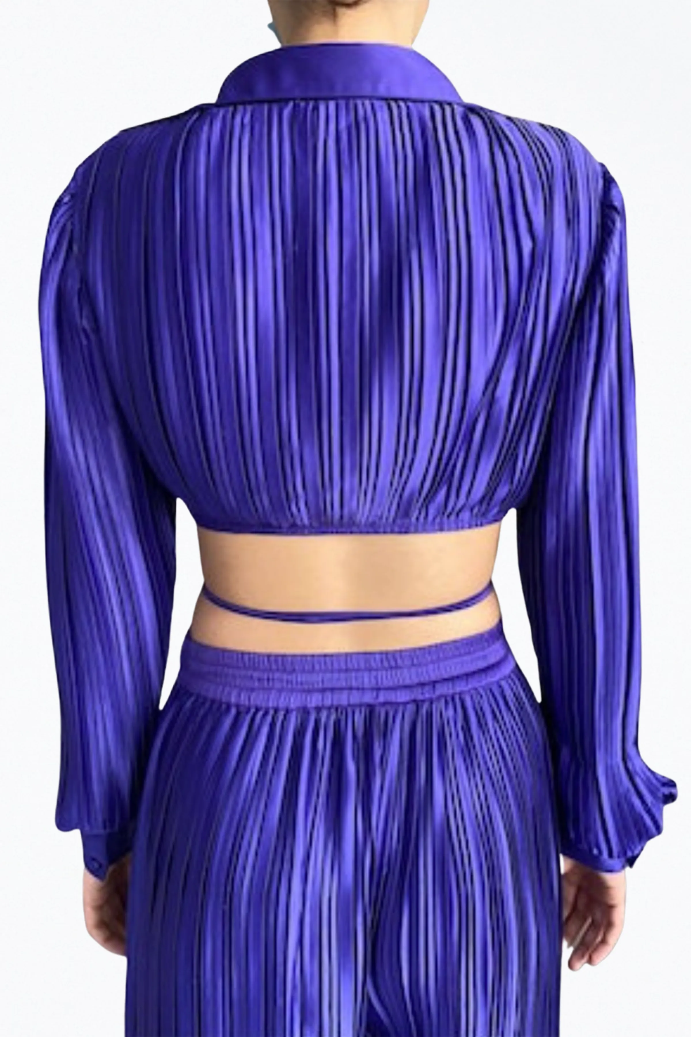 CASSI CROPPED SATIN WRAP TOP