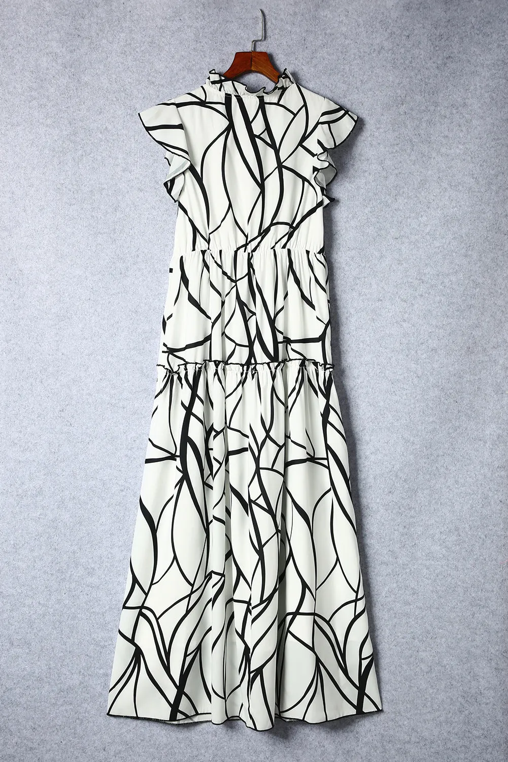 Cassie Ruffled Printed Surplice Cap Sleeve Dress