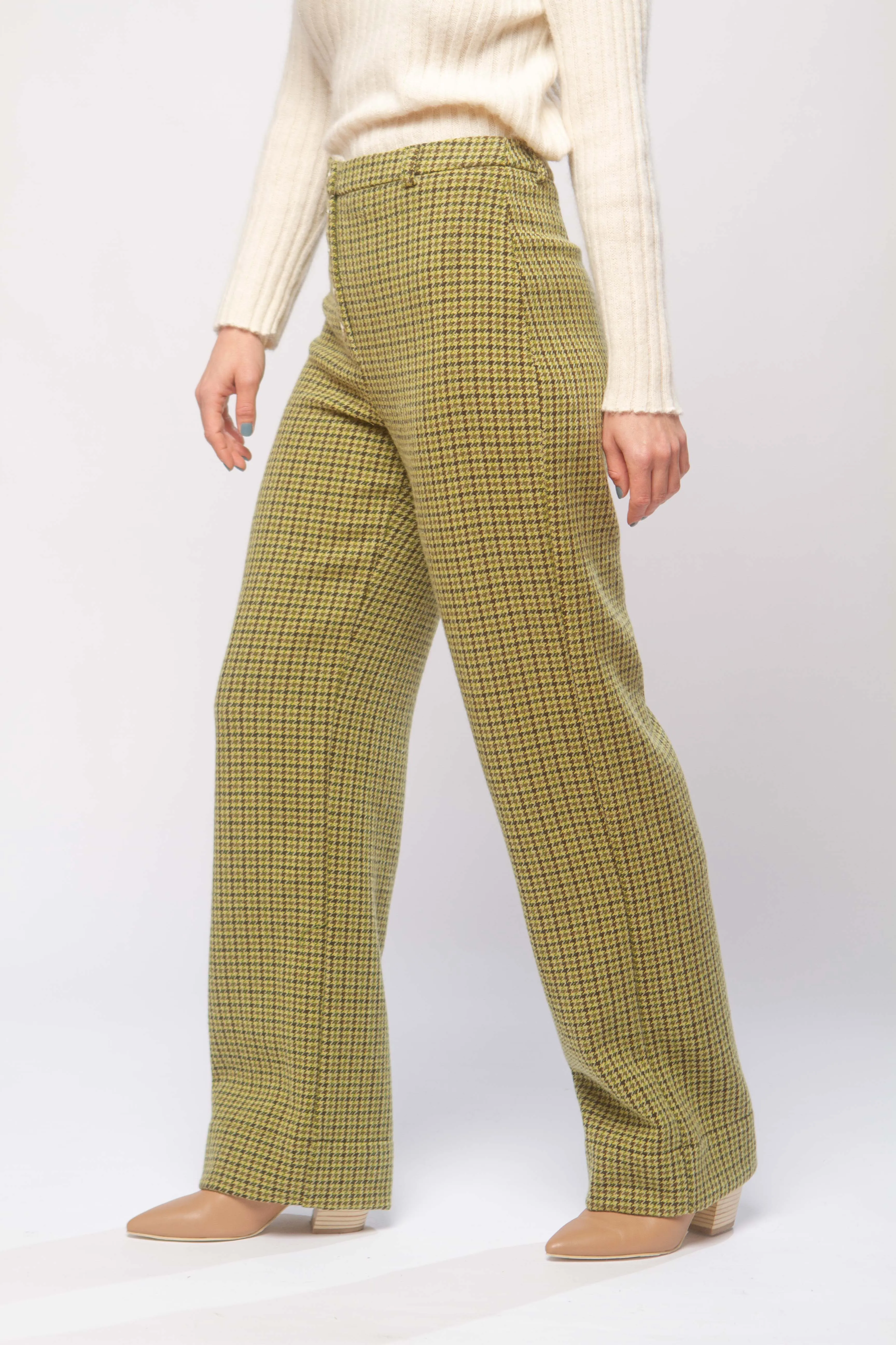 Castelbuono wool pants in green check