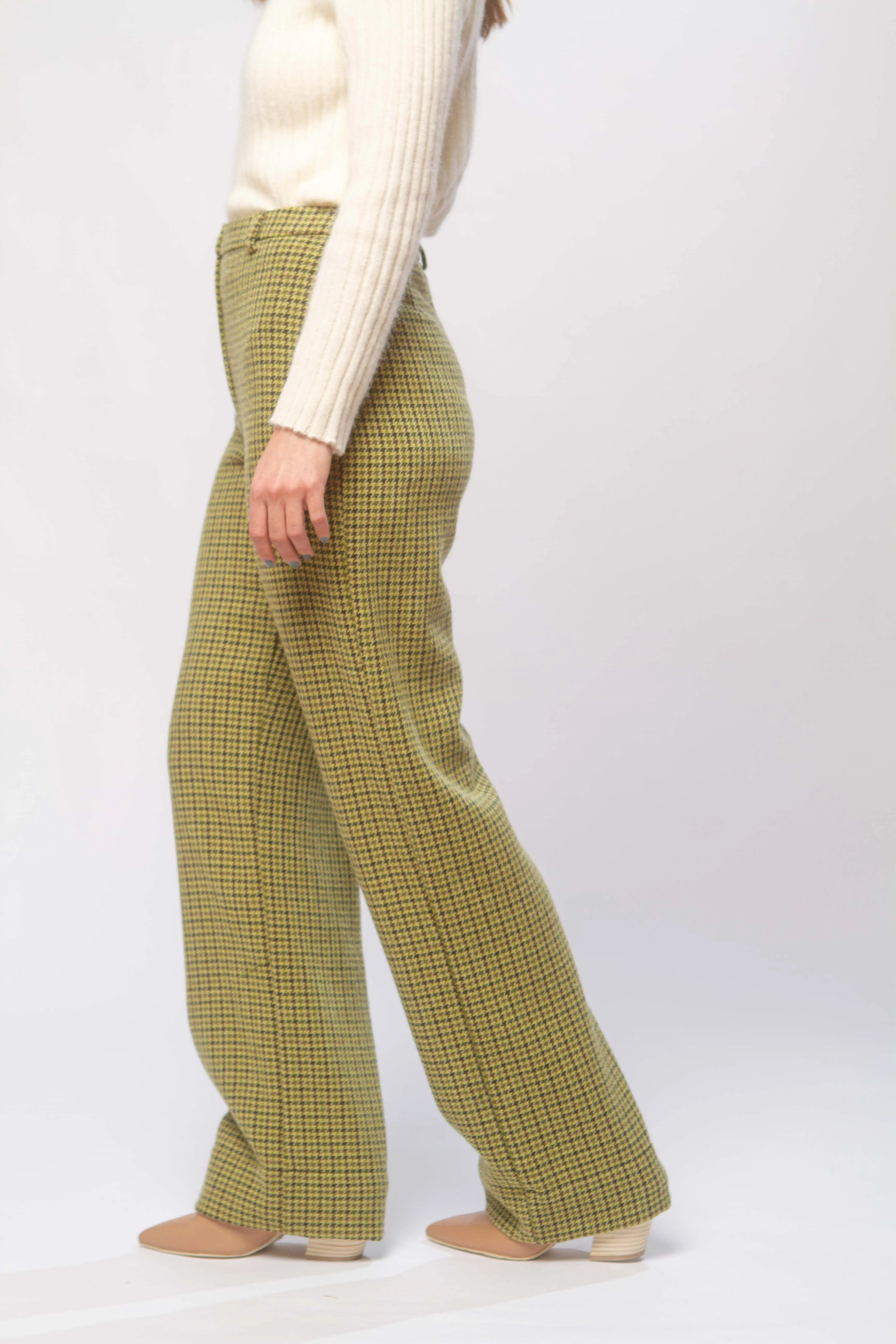 Castelbuono wool pants in green check