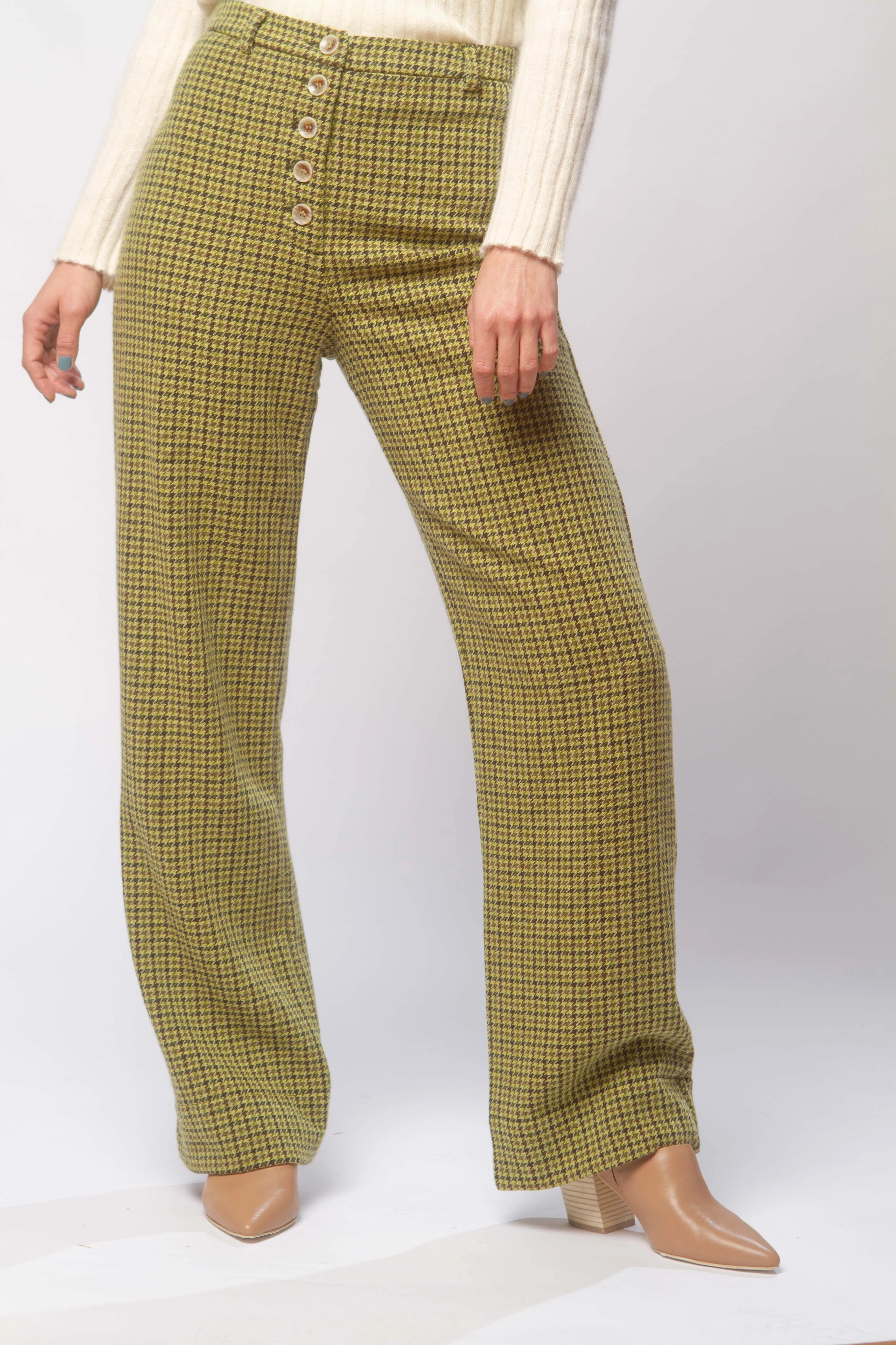 Castelbuono wool pants in green check