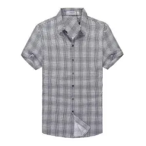 Casual Black Plaid 100% Cotton Slim Fit Shirts