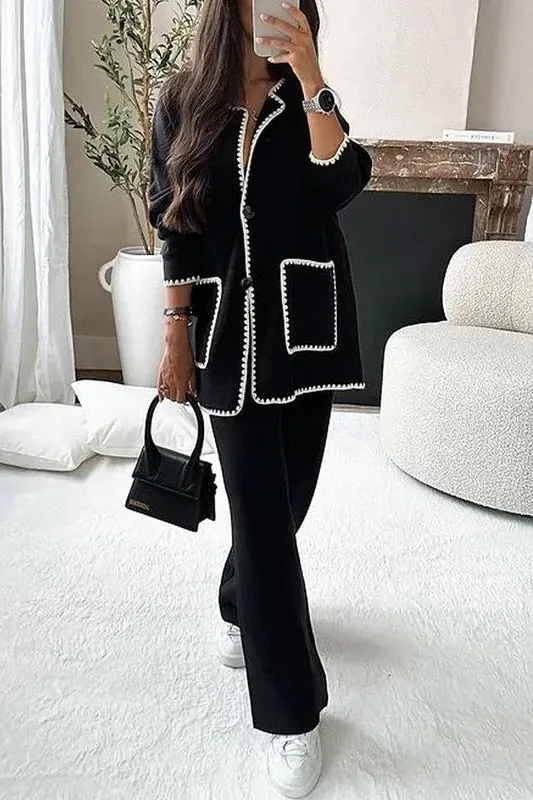 casual loose cardigan jacket suit