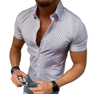 Casual Plaid Button-Up Shirt for Gentlemen