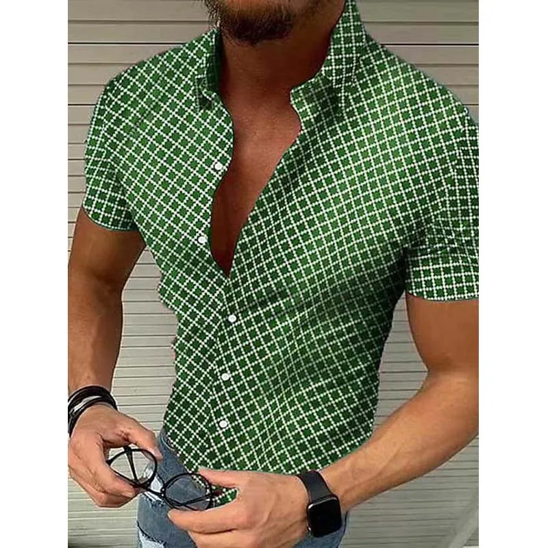 Casual Plaid Button-Up Shirt for Gentlemen
