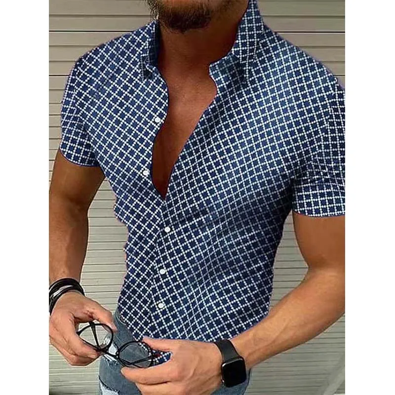 Casual Plaid Button-Up Shirt for Gentlemen