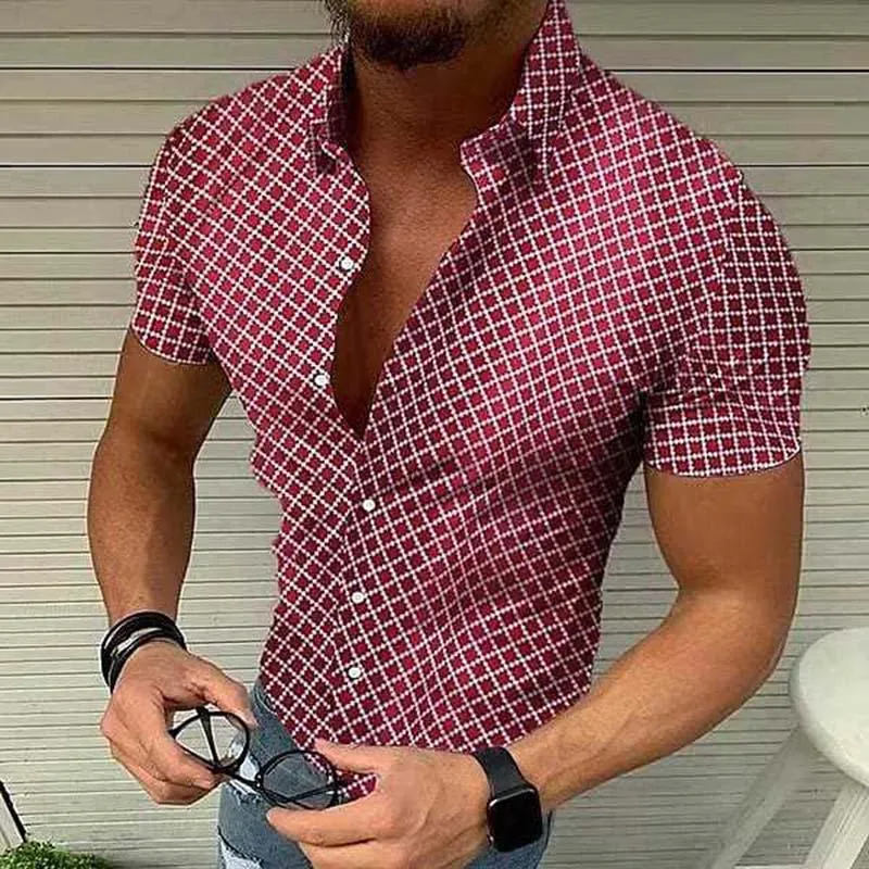 Casual Plaid Button-Up Shirt for Gentlemen