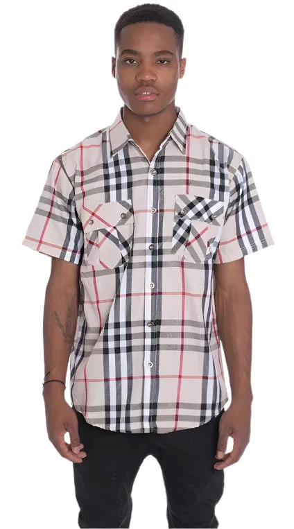 Casual Short Sleeve Checker Shirts