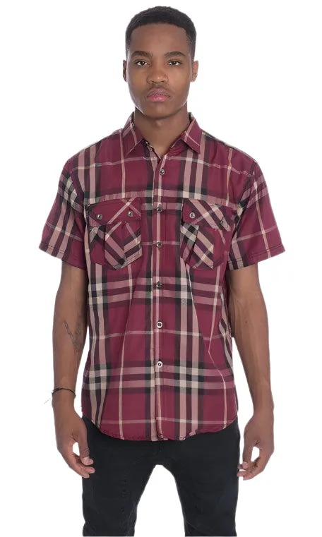 Casual Short Sleeve Checker Shirts