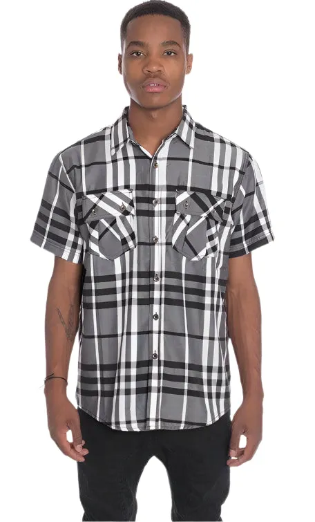 Casual Short Sleeve Checker Shirts