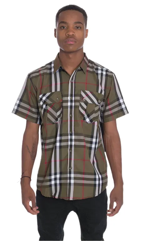 Casual Short Sleeve Checker Shirts
