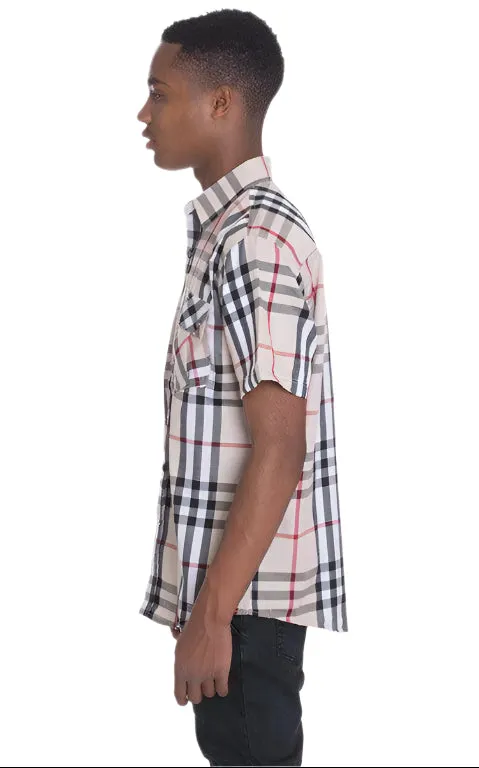 Casual Short Sleeve Checker Shirts
