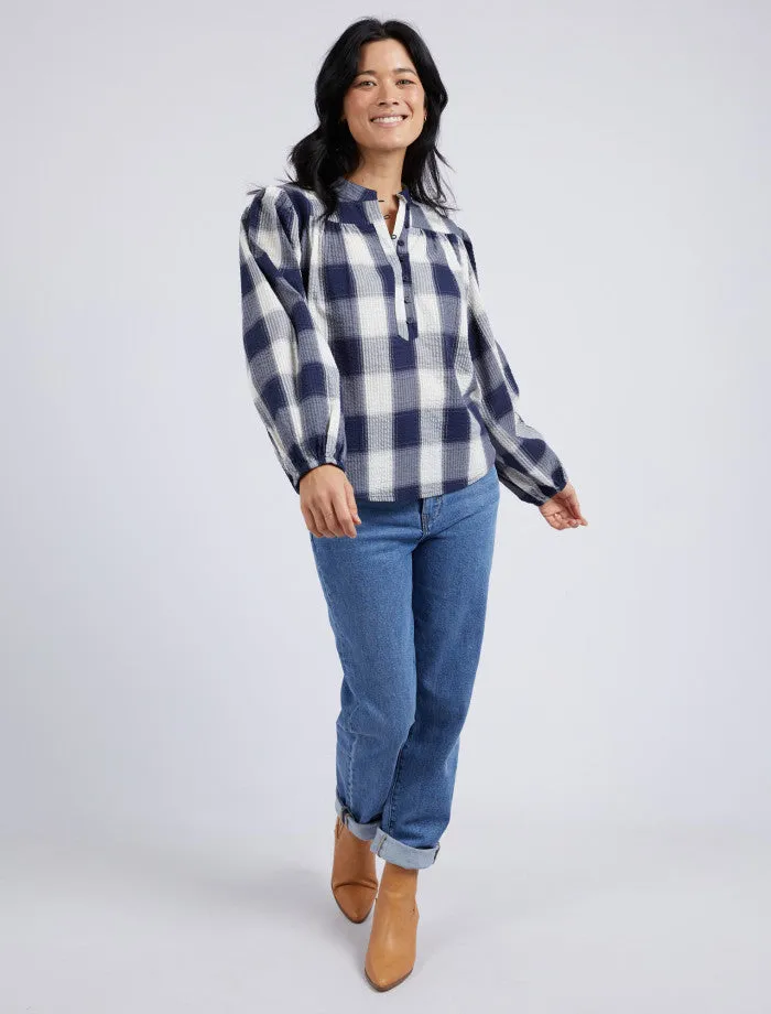 Cedar Check Blouse - Navy