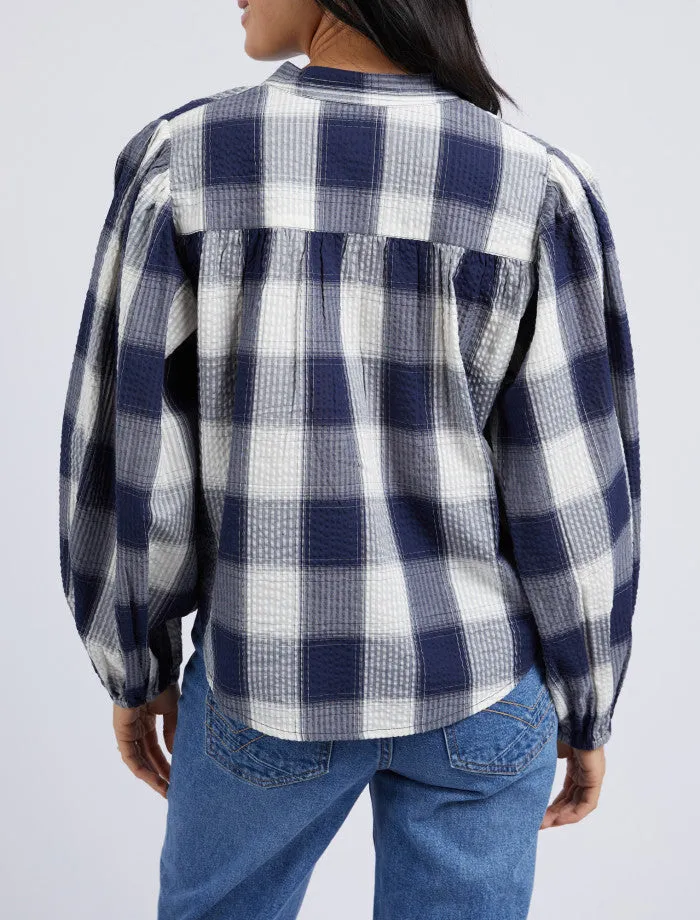 Cedar Check Blouse - Navy