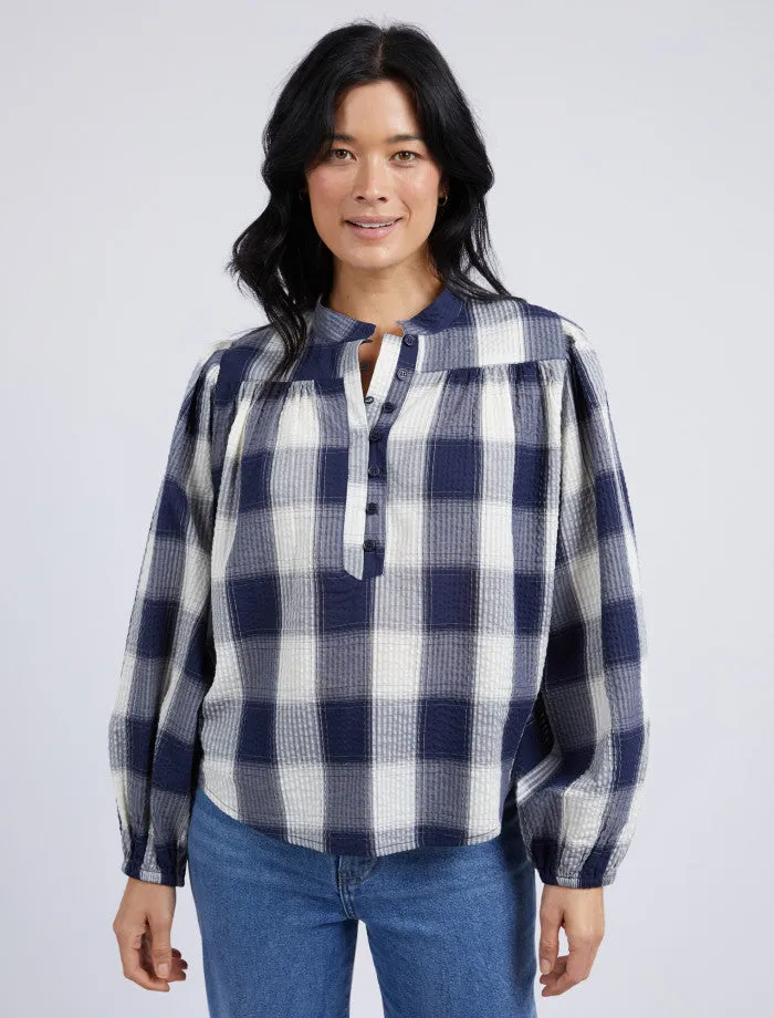 Cedar Check Blouse - Navy