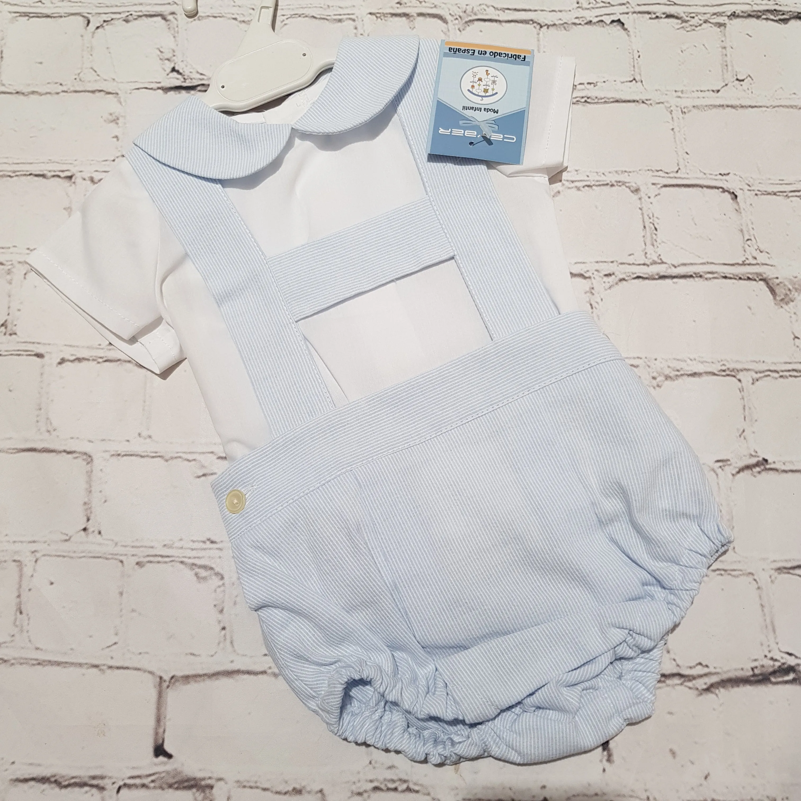 Ceyber Baby Boys Blue Pinstripe Romper Set 3M-36M