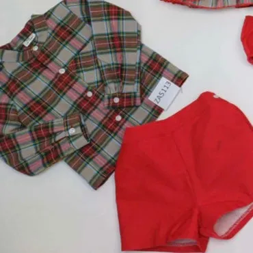 Ceyber Boys Red and Tartan Set