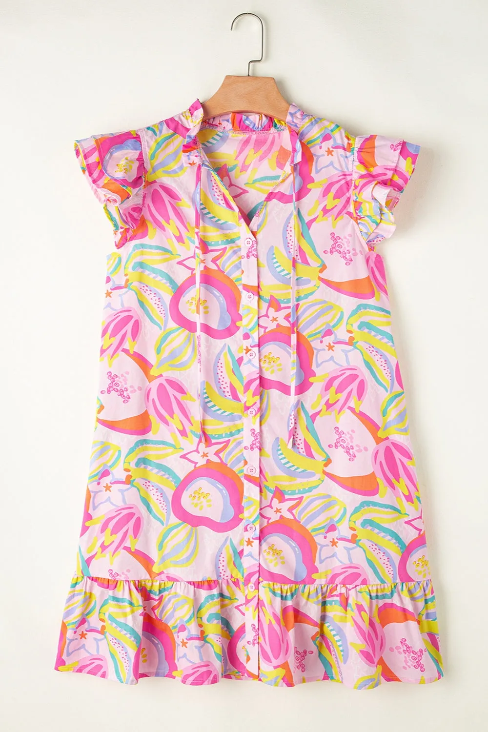 Chandler Ruffled Printed Cap Sleeve Mini Dress