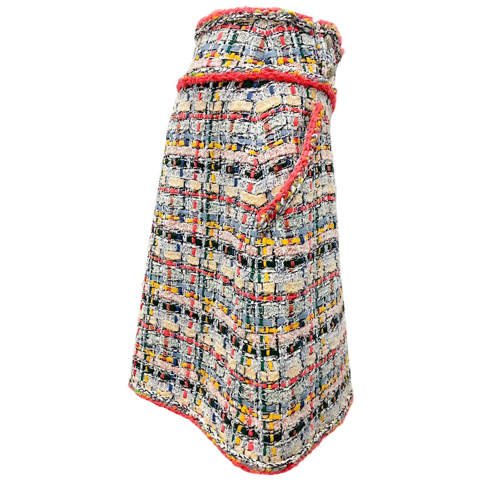 Chanel White / Coral Multi Metier d'Art Boucle Tweed Lesage Knit Skirt