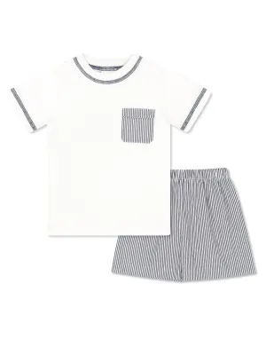 Charlie Short Set - Legacy White, Northshore Navy Seersucker