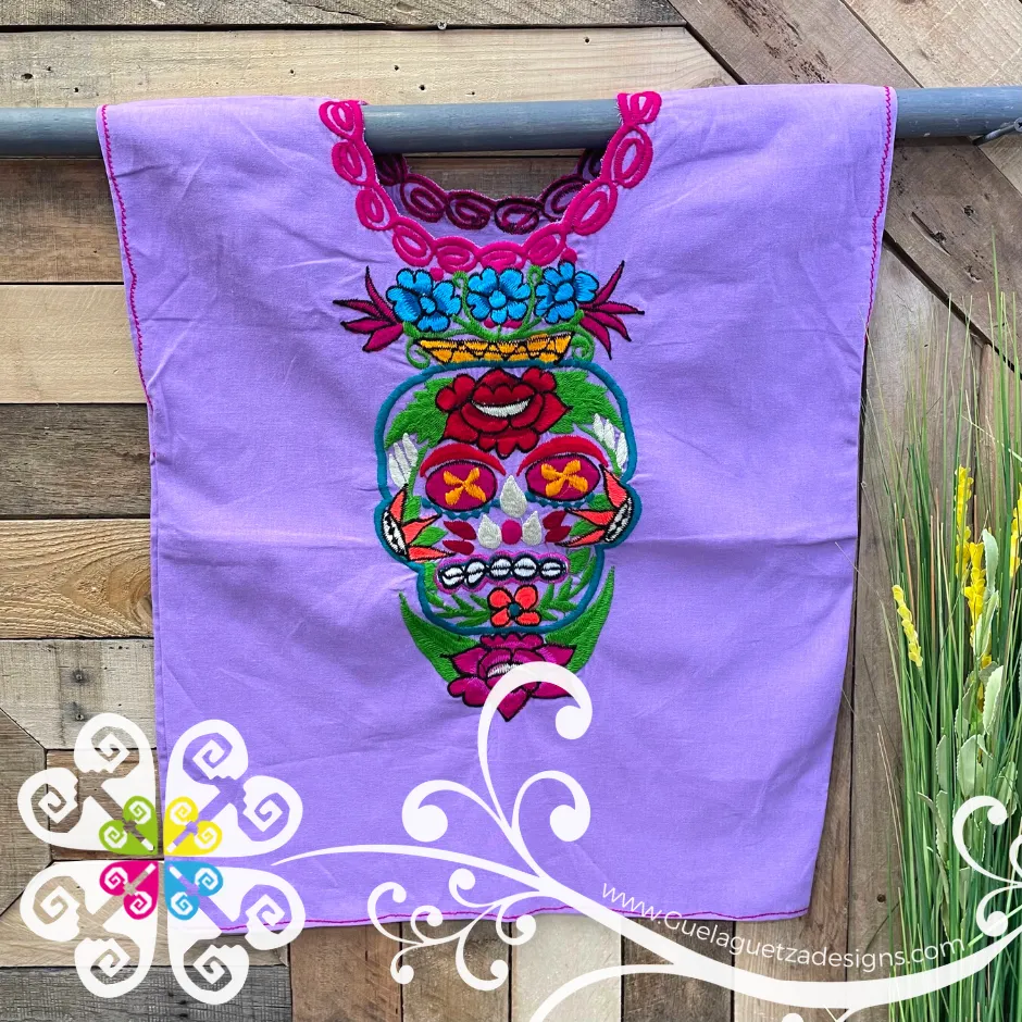 Chiapas Skull Embroidered Top