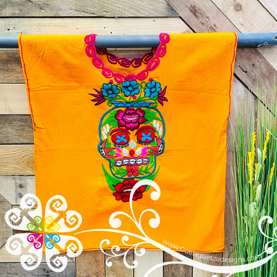 Chiapas Skull Embroidered Top