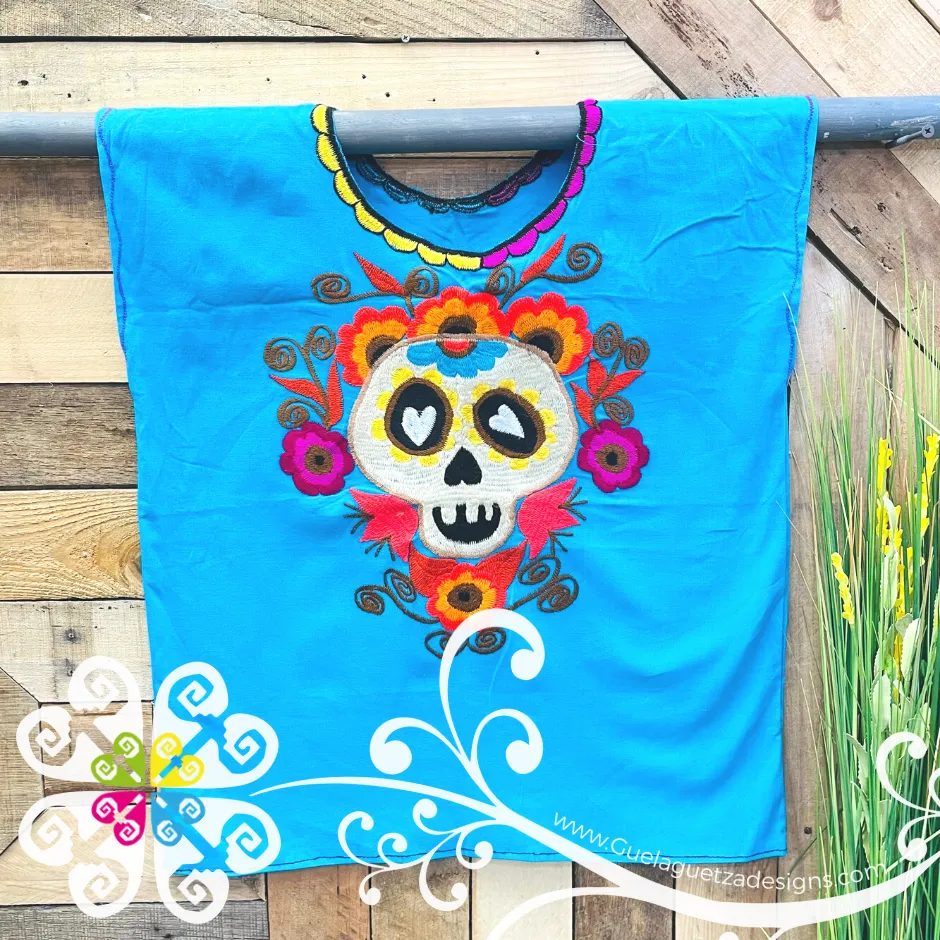 Chiapas Skull Embroidered Top